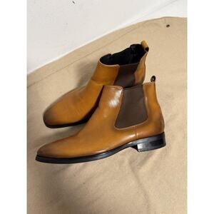 GIFENNSE Chelsea Boots Mens Size 9 EU 42 Brown Tan Leather Ankle Dress HA01-703A